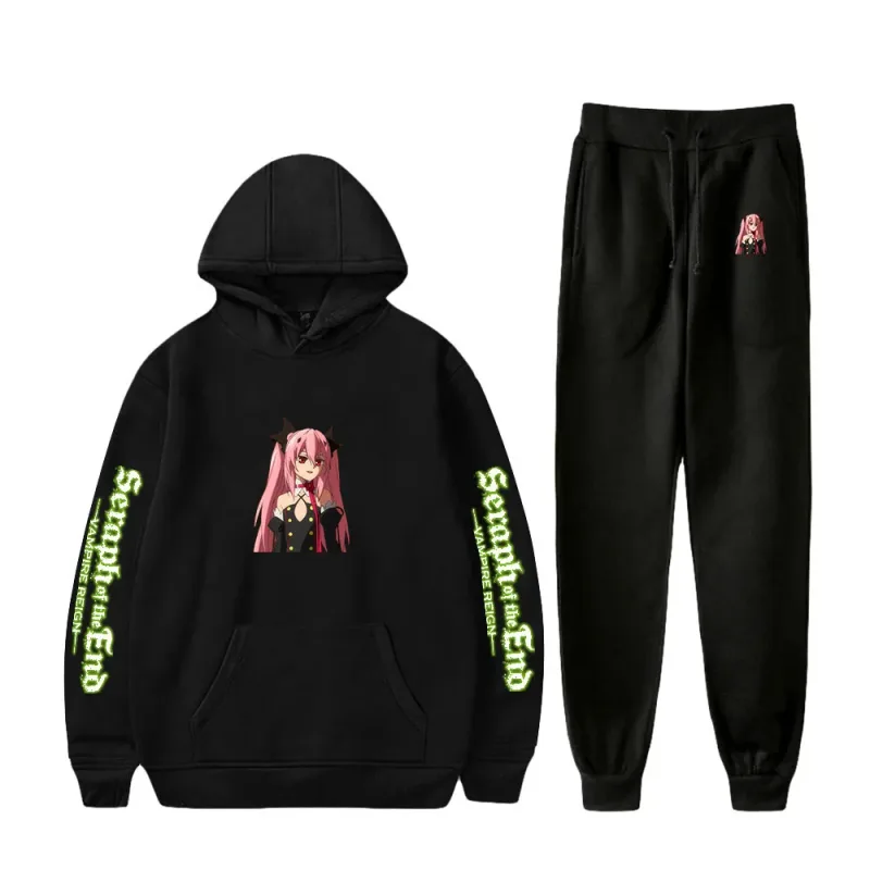 Harajuku cómodo Seraph of the End estampado sudadera pantalones de chándal traje sudaderas con capucha + pantalones traje niños/niñas conjunto de 2 piezas ropa — image 8