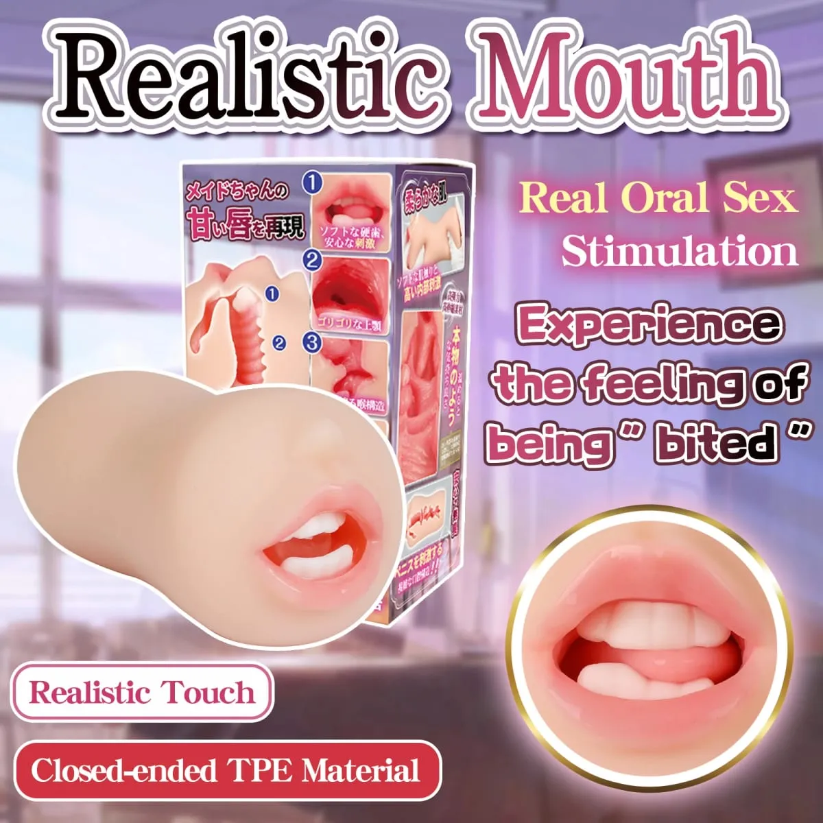 YUU Realistic Mouth Mastrubator for Male Oral Blowjob Sucking Simulator Deep Throat with Tongue Tooth Masturbation Adult Sex Toy — image 2