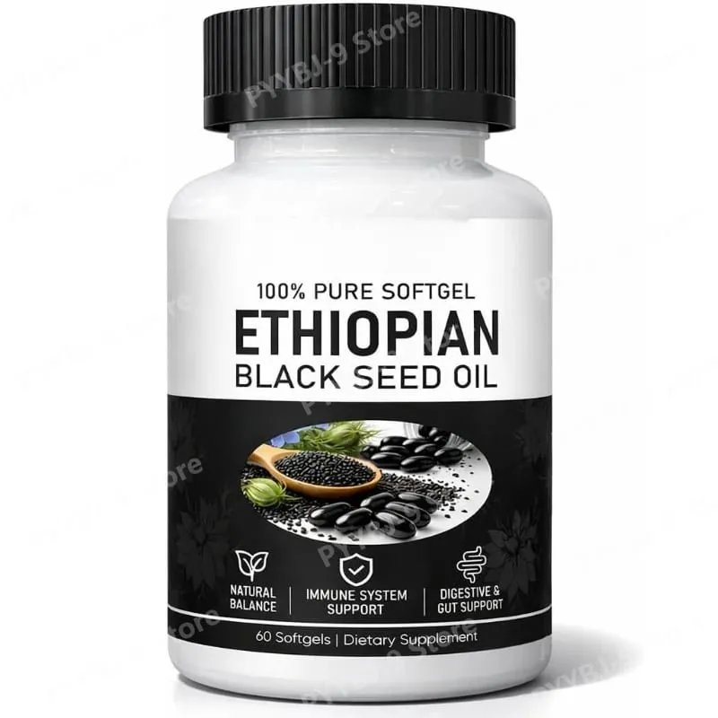 Etiyopya Çörek Otu Yağı Softgels 800mg Soğuk Preslenmiş Bitkisel Özlü Kapsüller Günlük Sağlık Dengesi Desteği GDO'suz 60 Sayısı