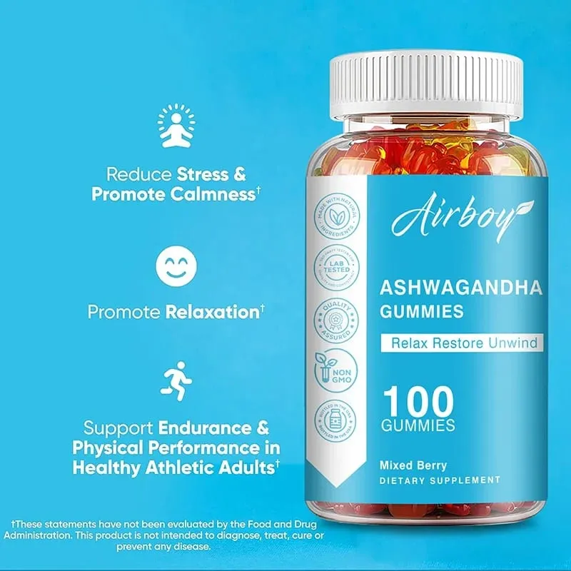 Ashwagandha Gummies - Anti-oxidation Supports Stress Relief Mood Energy & Thyroid Health