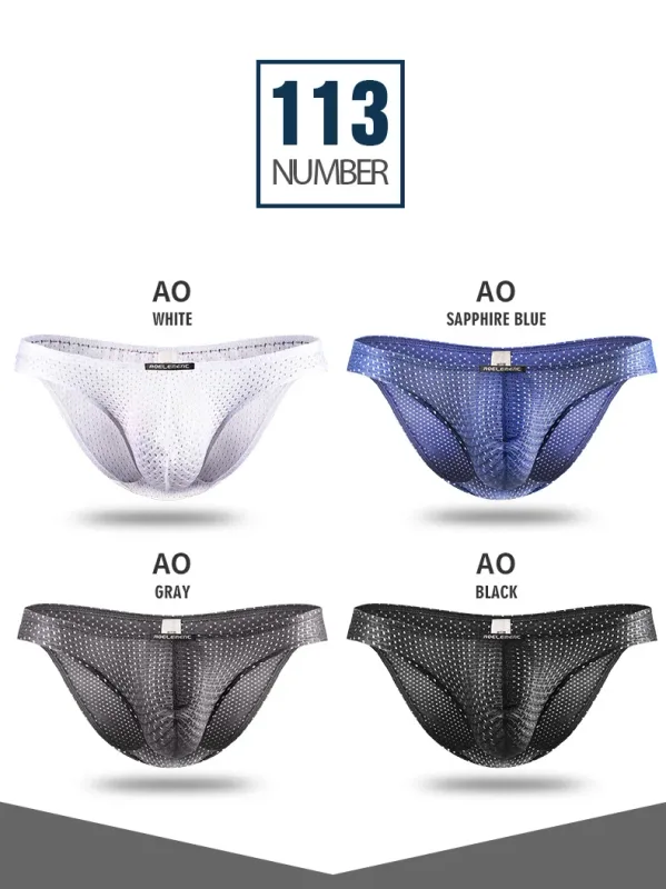 2PCS Tight ice silk transparent briefs men's small briefs mesh eyes youth bottoms breathable — image 11