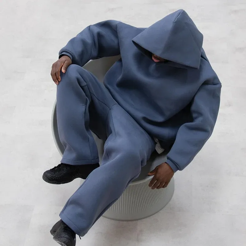 Male Autumn New 2 Piece Set Casual Solid Couple's Hooded Sweatshirt Loose Sweatpants Jogging Sweatshirt Trousers Outfits Suits — image 5