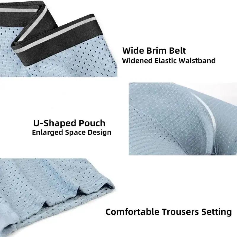 8Pcs/Lot Men's Underwear Ice Mesh Men's Shorts Sexy Underwear Breathable Soft Antibacterial Underwear for Men Plus Size L-6XL — image 6