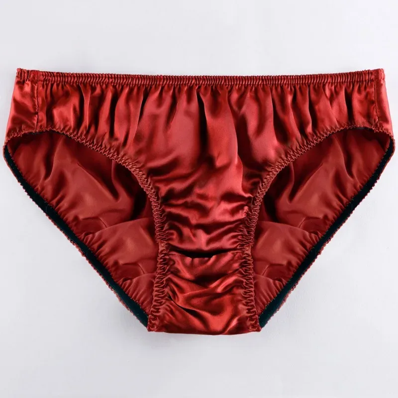 Pure Silk Mens Wrinkle Briefs Breathable Male Panties 100% Mulberry Silk Trigonometric Underwear Plus Size Men Boxers Summer — image 13
