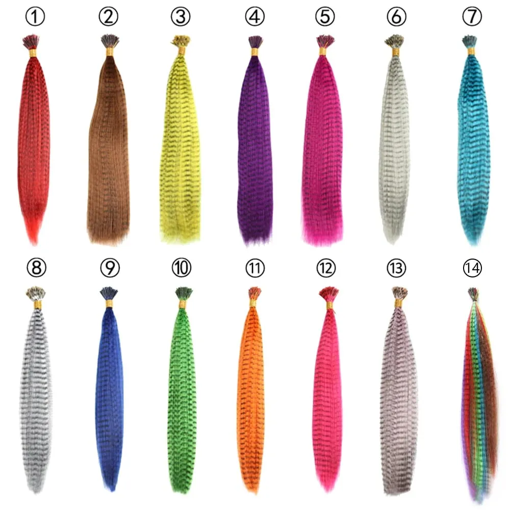 Synthetic Feather Hair Extensions 16 Inches 50strands/pack Colored Hair Extensions Colorful Hair Feathers Extensions For Women — image 5