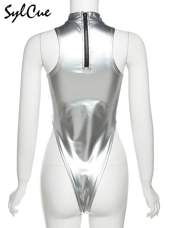 Sylcue Silver Reflective Transparent Personality Self-Confidence Avant-Garde Sexy Mature Hot All-Match Tight Women'S Jumpsuit — image 4