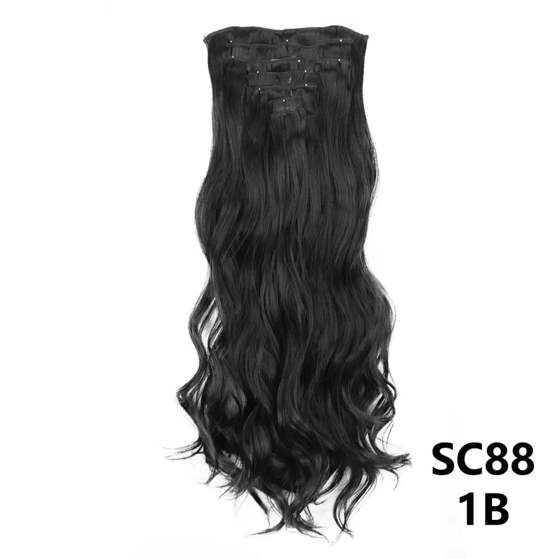 Long Straight Synthetic 16 Clips In Hair Extensions 7Pcs/Set High Temperature Fiber Black Brown Blonde Hairpiece For Women — image 22
