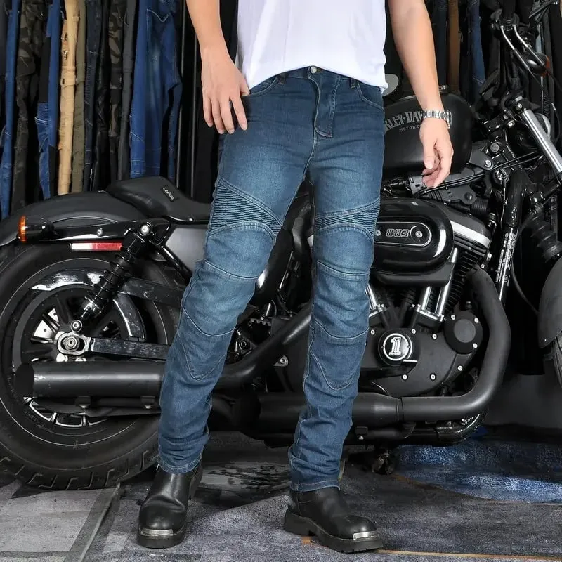 Men's Motorcycle Riding Jeans Pants Anti-Skid Abrasion Resistant All-Weather Classic Fit Race-Ready Biker Gear
