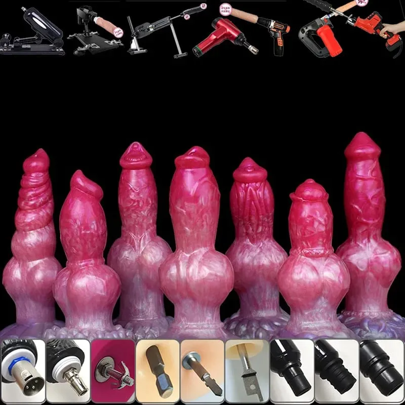 DIY Attachements Dog Knot Dildo With 3XLR Adapter Liquid Silicone Large Penis Anal Plug Sex Toys Quick Air Vac-U-Lock Connector — image 2