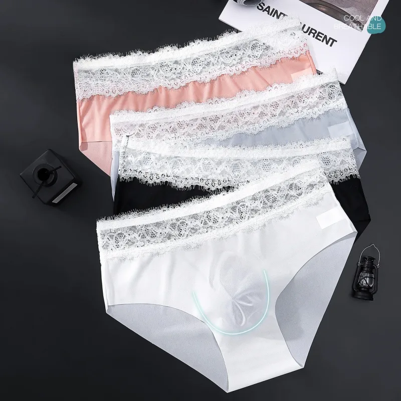 Herren-Dreieckshose mit Spitzenkante, Eisseide, spurlos, atmungsaktiv, dünn, Herrenunterwäsche, niedrige Taille, weich, nahtlos, Komfort, Herren-Slip — image 2