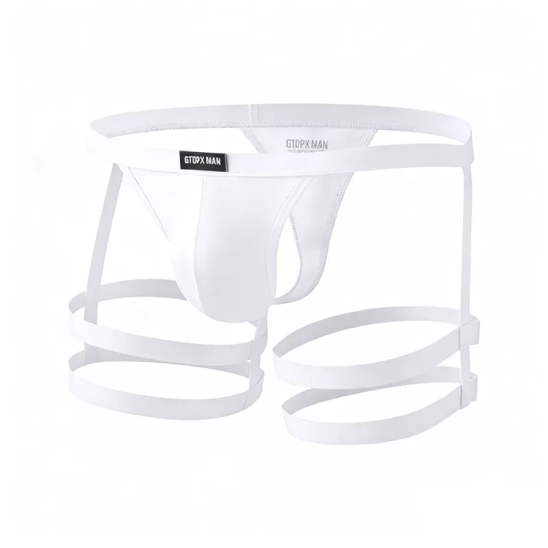 Slip perizoma elastico traspirante da uomo con bretelle a vita bassa con design a tasca convessa a U adatto per la primavera estate autunno inverno — image 2