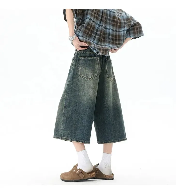 Více kapes Cargo Kalhoty Léto Krátké Džíny Kalhoty Hip Hop Streetwear Baggy Džínové šortky Běžné Široké nohavice Capris Kalhoty 5XL-M — image 6