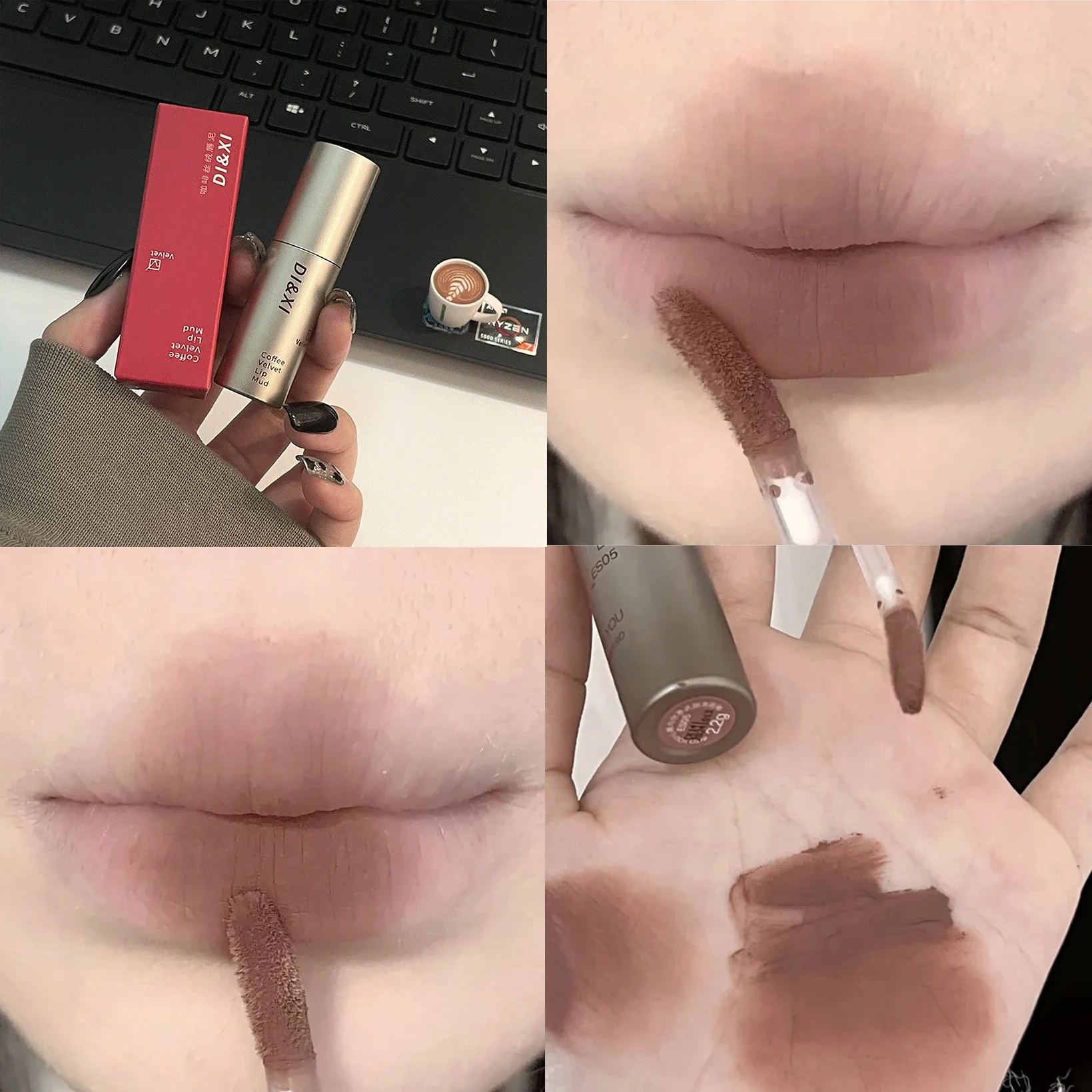 Dark Brown Matte Velvet Lip Gloss Waterproof Liquid Lipstick Nude Brown Lips Tint Mud Makeup Latte Coffee Lip Glaze Cosmetics — image 8