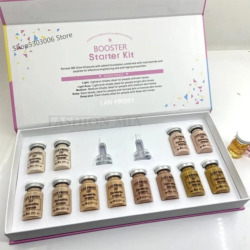 12 Vials Korea 8ml BB Cream Glow Ampoule Skin Booster Foundation Kit Salmon DNA/Niacinamide Facial Cosmetics — image 12