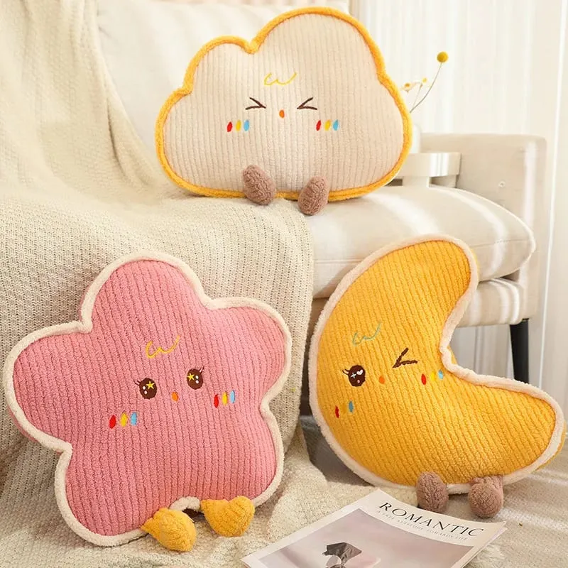 Cute Home Decoration Cartoon Plush Pillow Natural Series Plushies Pillow Cushions Moon Star Cloud Grass Soft Toy Kawii Gift — image 5