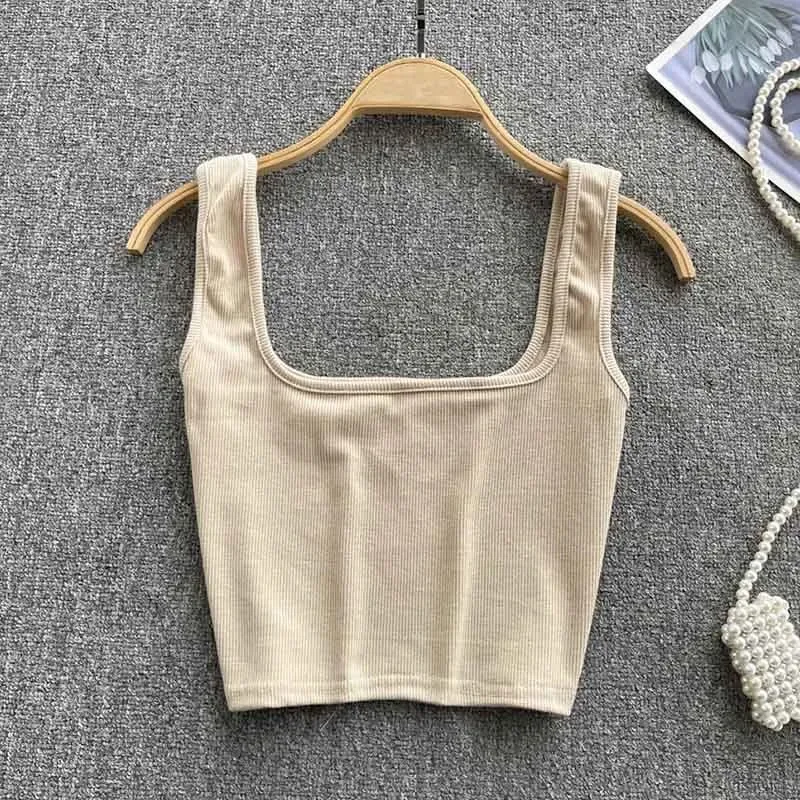 Tank Top Women Sexy Backless Y2k Top Slim Fit Bottoming Blouse Solid Crop Top Sleeveless Camis Mujer