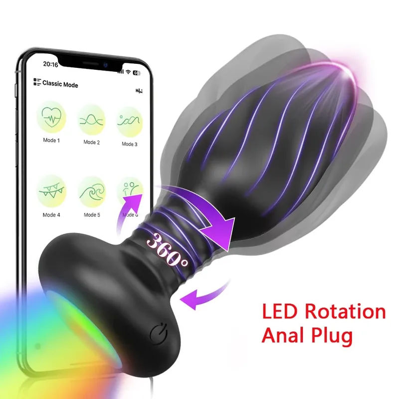 APP Control Rotation Butt Plug Anal Vibrator for Men Women 360° Wiggle Prostate Massager Anal Plug for Gay Sex Toy for Men — image 10