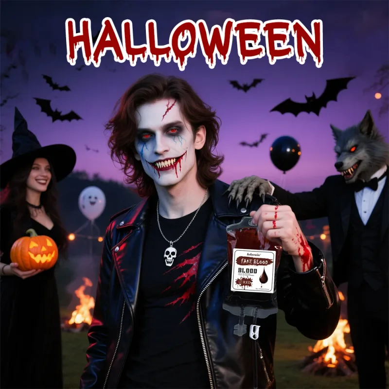 Halloween Horror Makeup Set High Saturated Color Long-Lasting Easy Off Safe Formula Fake Blood Lip Stain for Halloween Cosplay — image 6