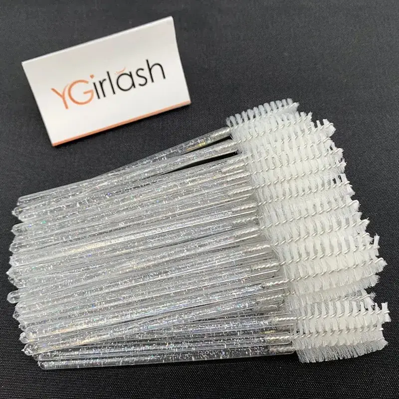 YGirlash 50Pcs Lash Swans Crystal Eyelash Applicator Μίας χρήσης Διαμαντένια λαβή Nylon Mascara Wands Brush Cosmetic Tools — image 19
