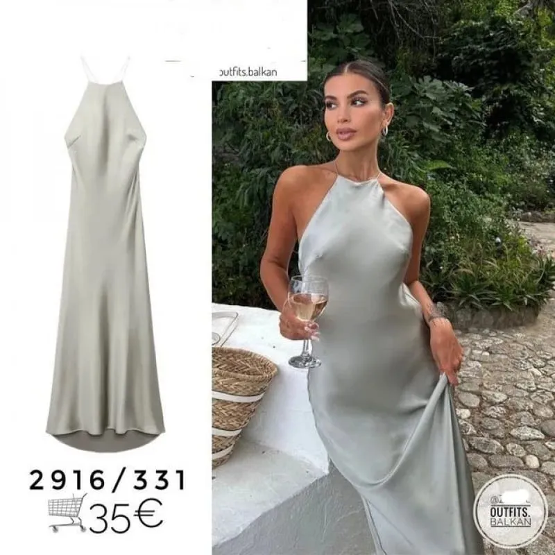 Silk Satin Feel Strapless Gown Long Street Style Floral Print Polyester Fabric No-Waist Design Summer 2025 Women's Dress — image 4