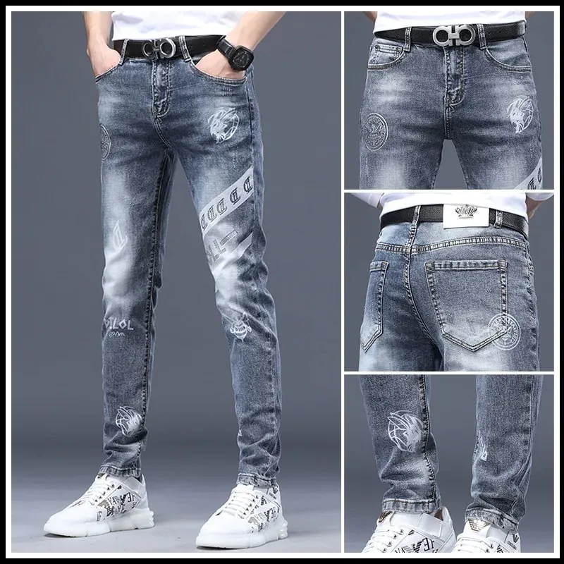 New High Quality Spring Autumn Embroidery Men Skinny Jeans Pants 90s Streetwear Cowboy Male Denim Brand Designer Hiphop trousers — image 13