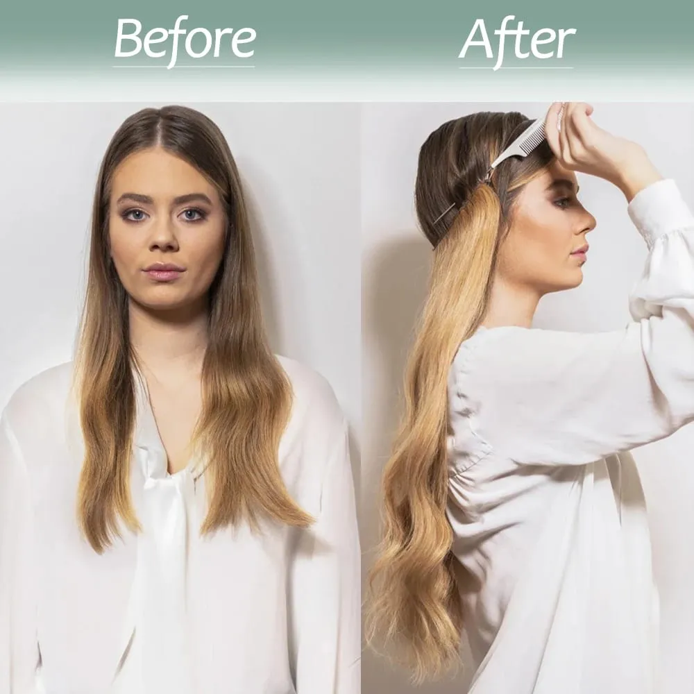 Synthetic Invisible Wire No Clip Wave Hair Extensions Long Hairpiece Black Brown Blonde For Women Fake Hair Piece — image 4