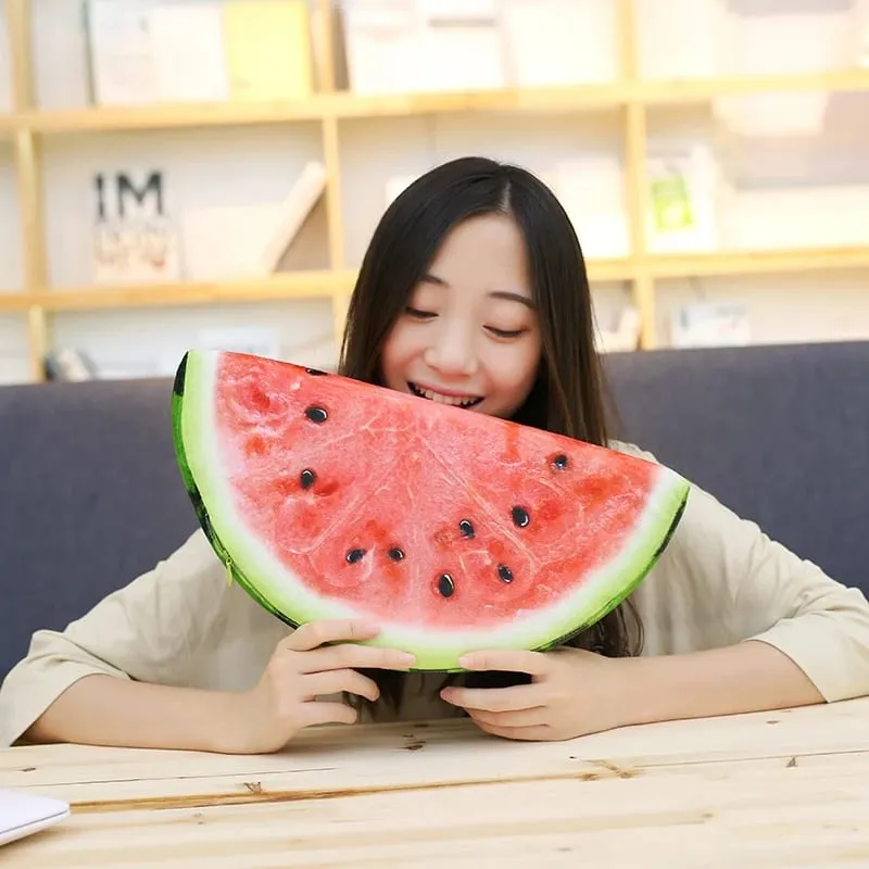 30-39CM Realistic 3D Fruit Plush Pillow Kawaii Watermelon Orange Kiwi Pomelo Filling Sponge Doll Children's Toy Office Home Gift — image 7