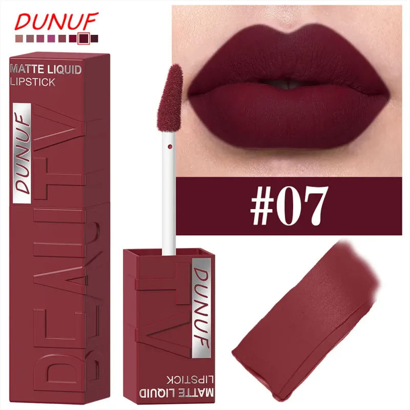 Lip Matte 8-Color Velvet Smooth Easy-to-Apply Square Gloss Tube Waterproof Three-Dimensional Sexy Plumping Lipstick Makeup