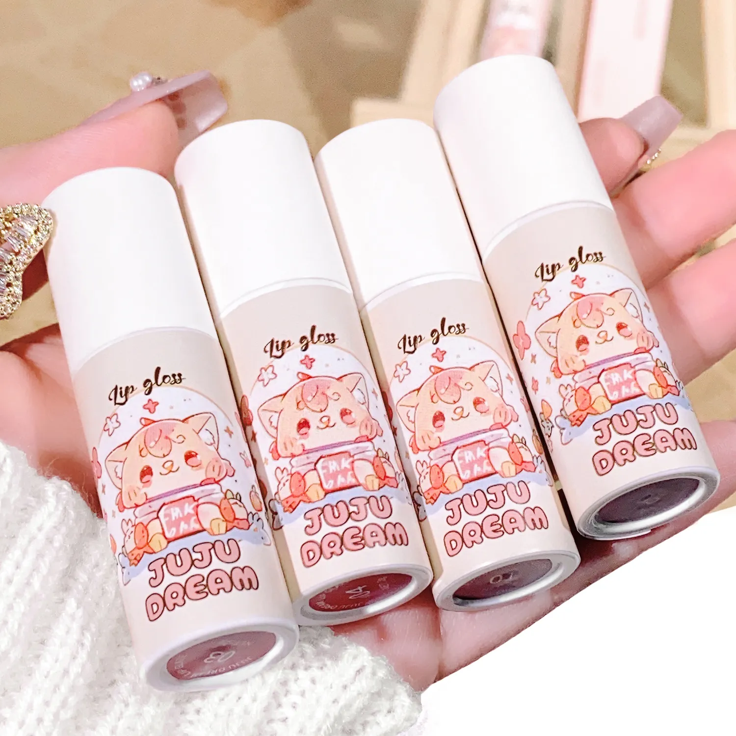 velvet lip glaze matte matte fake plain white honey peach cheap lip paste — image 6