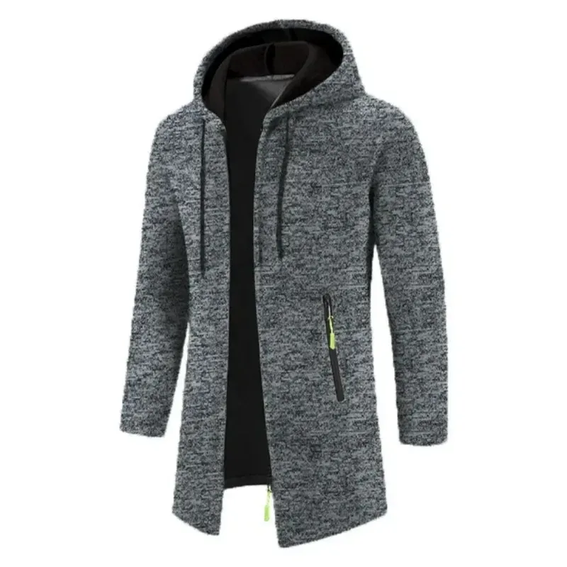Novo masculino manga longa camisola com capuz para homens com zíper sweatshirts oversize streetwear quente cor sólida outono jaqueta com capuz