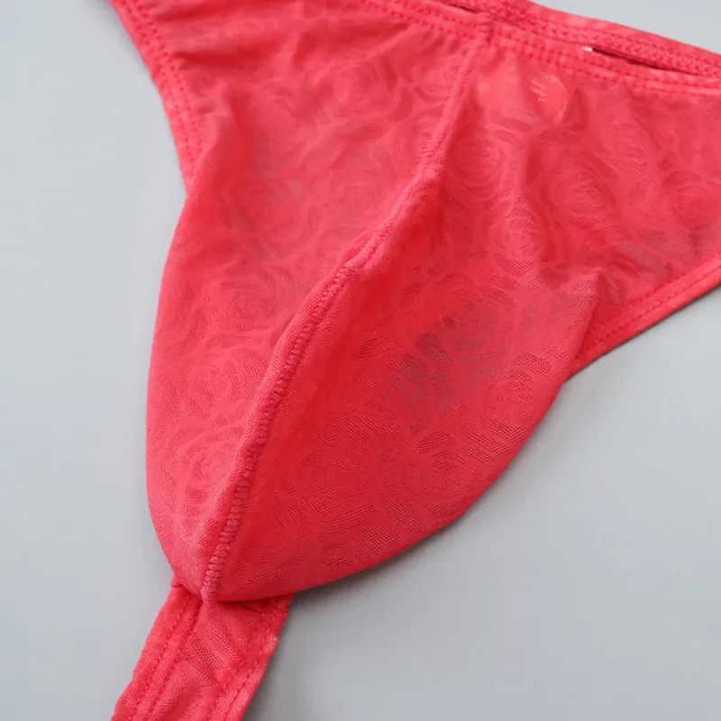 ผู้ชายลูกไม้ Jacquard G-String ชุดชั้นในสูงยืดขนาดใหญ่กระเป๋ากางเกงเซ็กซี่เกย์เร้าอารมณ์ T-back Underpants — image 9