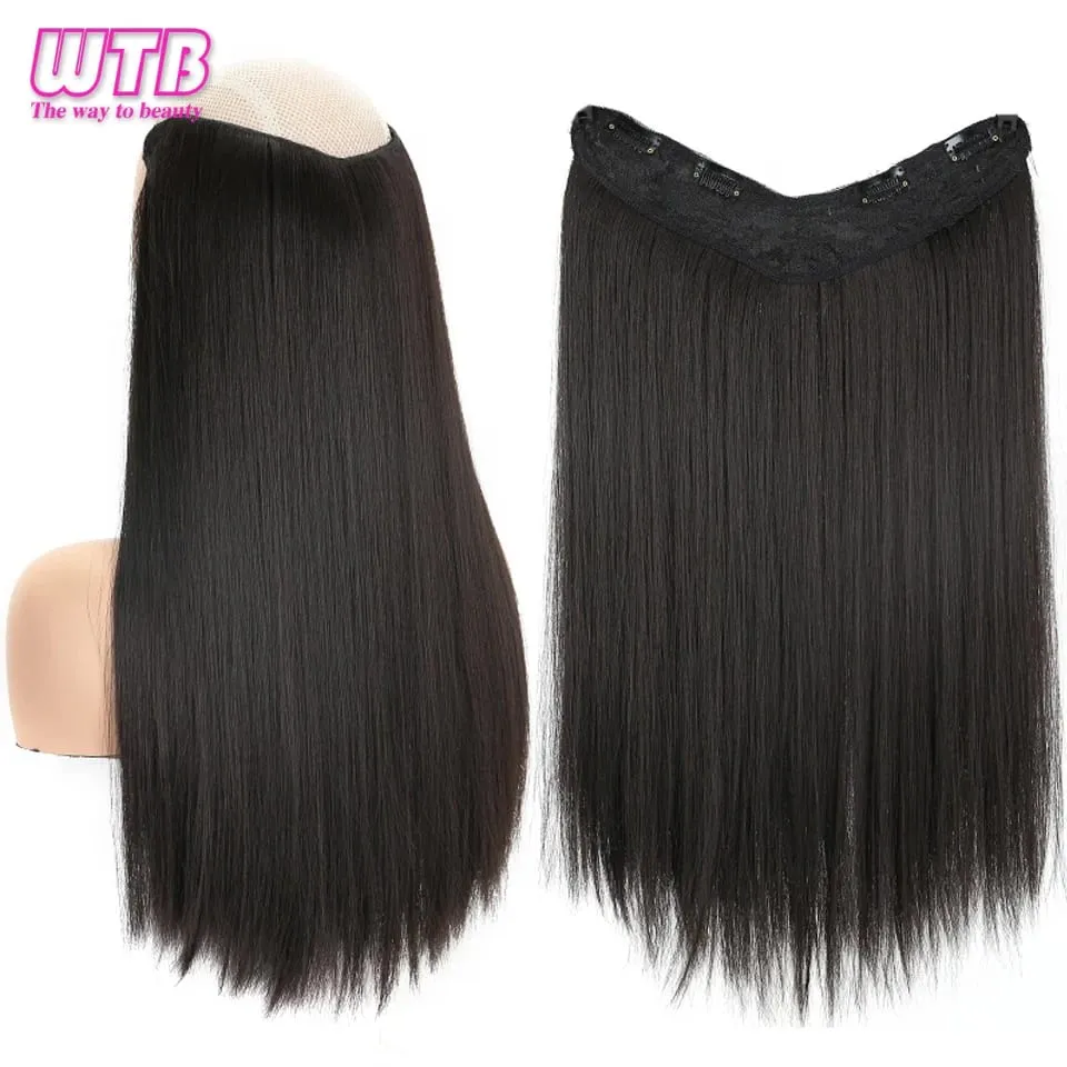 Synthetic 4 Clip In Hair Extensions Long Straight Hairstyle Hairpiece Black Brown Blonde 50CM Natural Fake Hair For Women