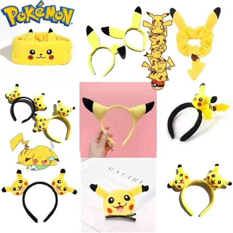 7styles Pikachu Cute Hair Accessories Pokemon Headband Plus Doll Headband Hair Rope Wristband Kawaii Children Toys Cosplay Gifts — image 1