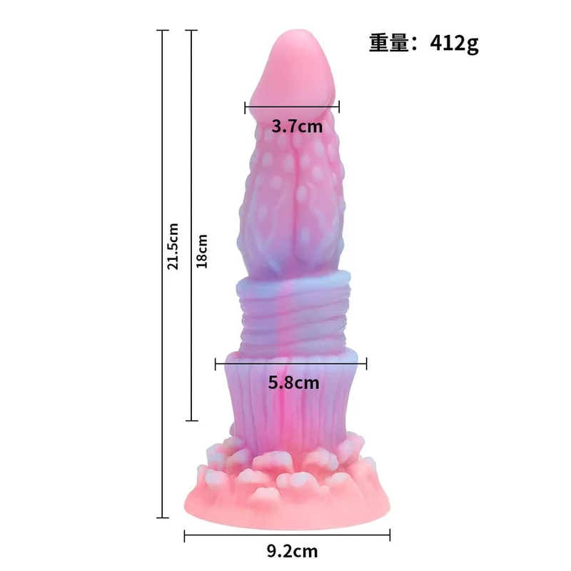Sumbat Anal Bercahaya Malam Realistis Dildo Naga Monster Bercahaya untuk Wanita Pria Penyumbat Pantat Seksi Bentuk Anjing Mainan Seks untuk Pasangan — image 14