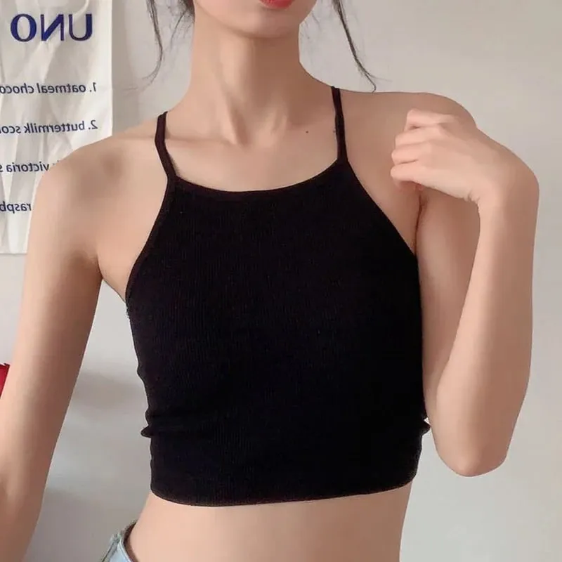 Women Spaghetti Strap Striped Tank Top Sleeveless Backless Summer Y2K Going Out Ribbed Cami Crop Tops — image 7