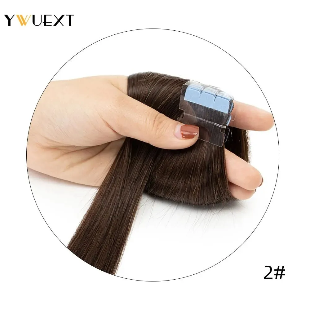 Mini Tape in Human Hair Extensions Straight Natural Black 1B# Machine Made Remy Hair 10pcs/pack Invisible Tape Hair — image 8