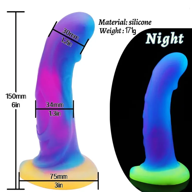 Sumbat Anal Bercahaya Malam Realistis Dildo Naga Monster Bercahaya untuk Wanita Pria Penyumbat Pantat Seksi Bentuk Anjing Mainan Seks untuk Pasangan — image 9