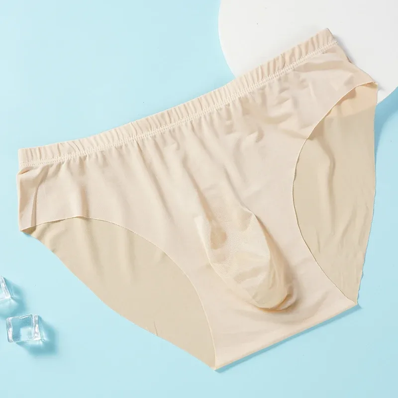 Slips d'été en soie glacée pour hommes, 4 pièces, transparents, sans couture, Sexy, séchage rapide, sous-vêtements respirants, culottes Ultra-fines — image 4