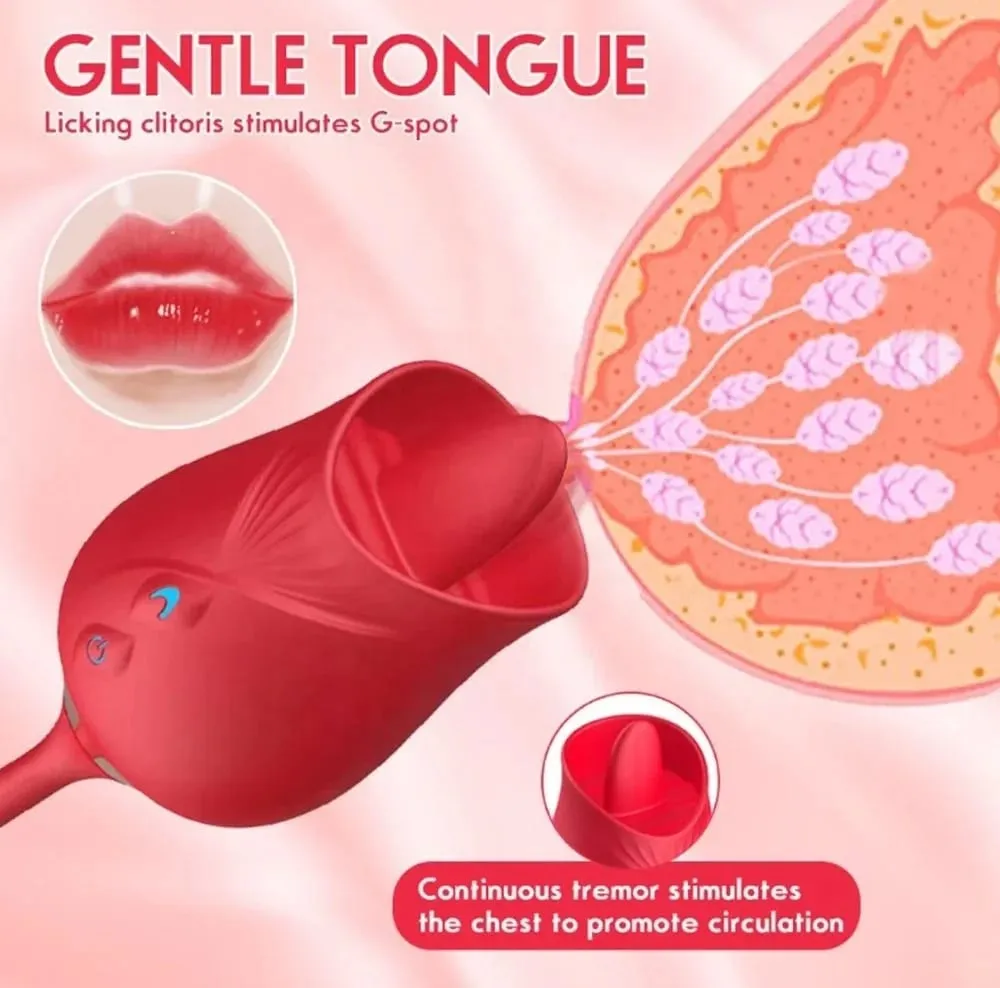 Rose-Licking Vibrator for Women Nipple Clitoral Stimulator Massager Thrusting Dildo 2 in 1 Sex Toy for Women Adult Sex Products — image 2