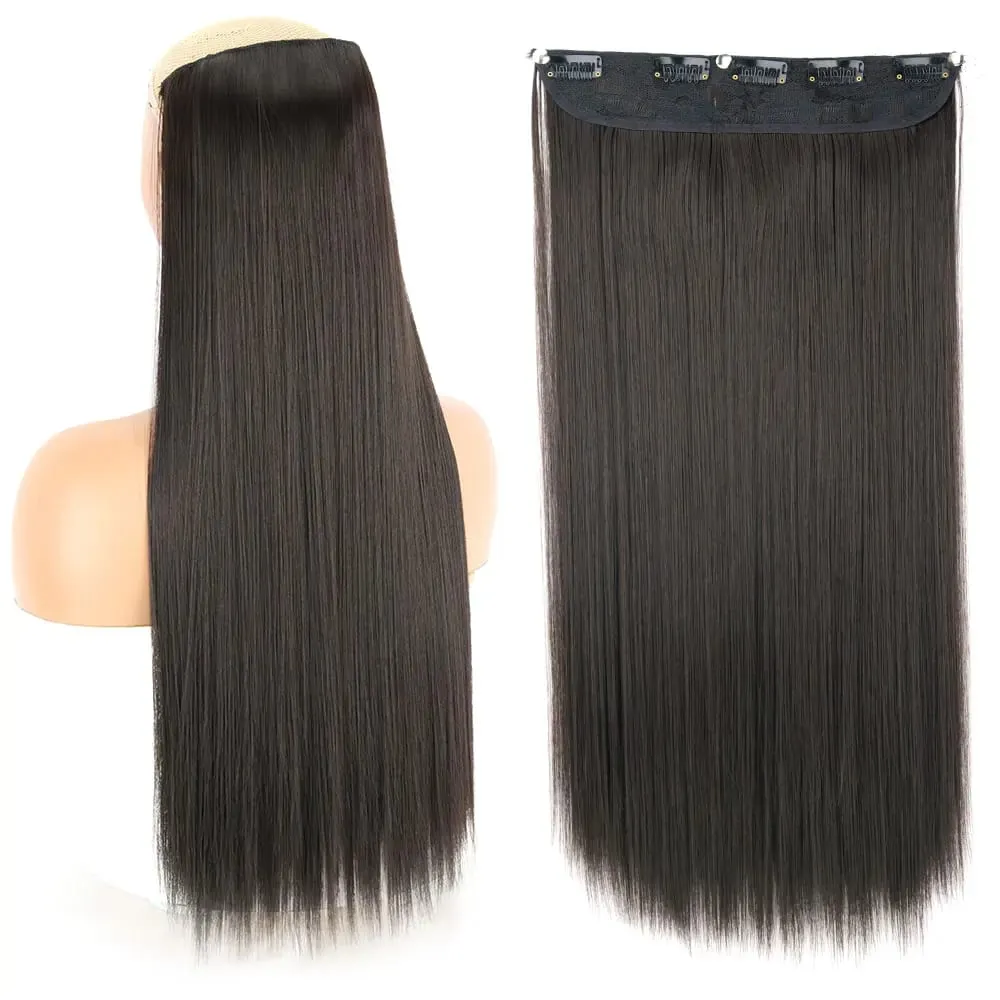 Synthetic 5 Clip In Hair Extensions Long Straight Hairstyle Hairpiece Black Brown Blonde 80CM Fake Hair — image 8