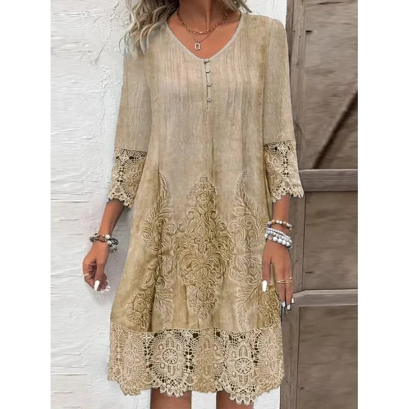 Vestidos de verano a la moda, novedad de verano 2024, Vestido Midi ahuecado con patrón 3D de encaje, pantalón corto informal, vestidos de manga para mujer