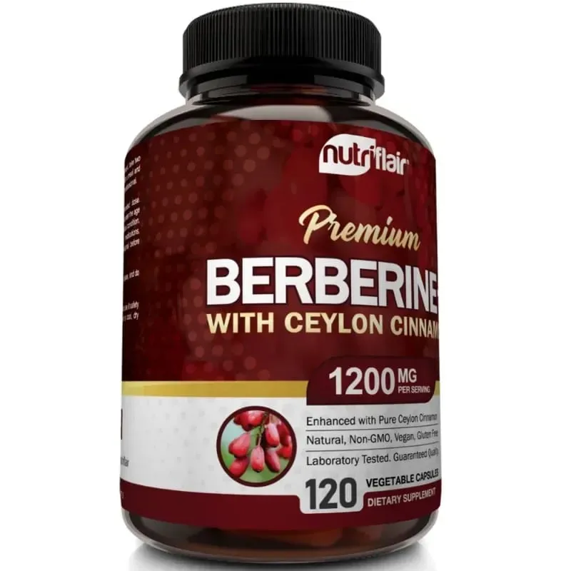 Premium Berberine HCl 1200mg- Ceylon Cinnamon Supplement - Supports Glucose Metabolism Immune System Healthy Weight Management