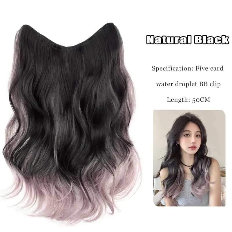 Synthetic Gradient Parisian Painting Dyed Wig Hair Extension Natural Fluffy One Piece Big Wave Long Curly Hair Extension Piece — image 11