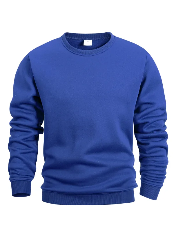 Men's Crew Neck Sweatshirts Solid Color Sweatwear Spring Outdoor Casual Daily Long Sleeve Pullover Hoodie Man Sportswear — image 9