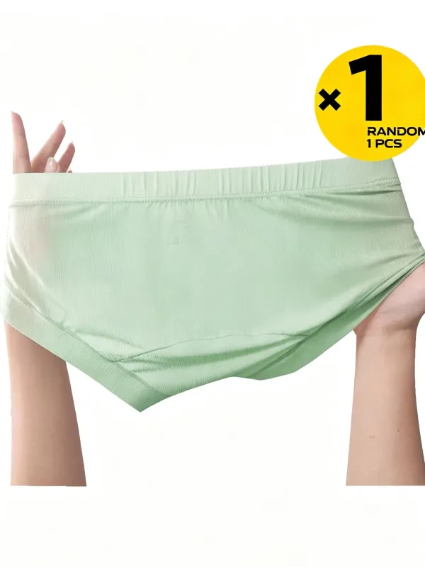 1 Pcs Randomly Men Briefs Ice Silk Underwear Low Waist U Convex Pouch, Soft Ribbed Breathable Elastic Waistband Quick Dry Male — image 4