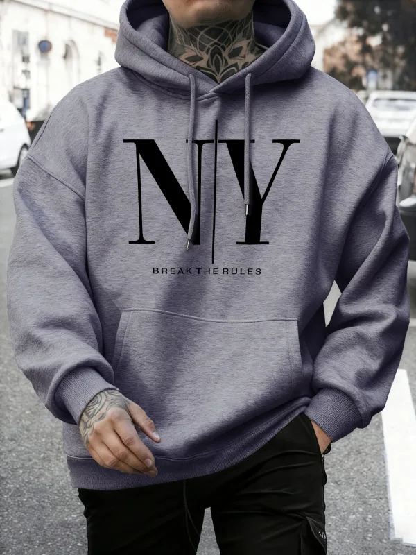 Infrangi le regole Sì No Stampe Felpe in pile autunnali Felpa con cappuccio da jogging morbida da uomo Street Comodi pullover Sport Abbigliamento sportivo allentato — image 12