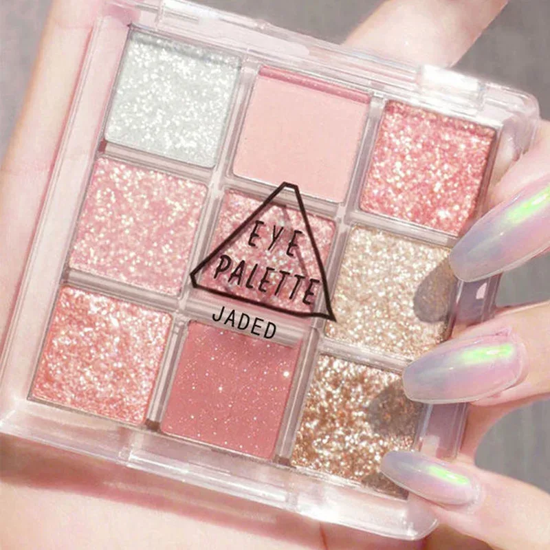 Full Pearlescent Eyeshadow Palette Sparkling Sequin Butter Rose Orange Nine-colors Eye Shadow Makeup Palette Glitter Eyeshadow