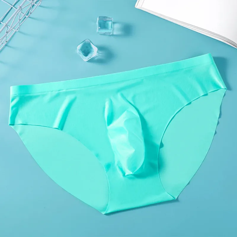 2PCS Sexy Men Briefs Ultra Thin Ice Silk Underwear High Quality Breathable Underpants Summer Transparent Quick-dry Male Panties — image 12
