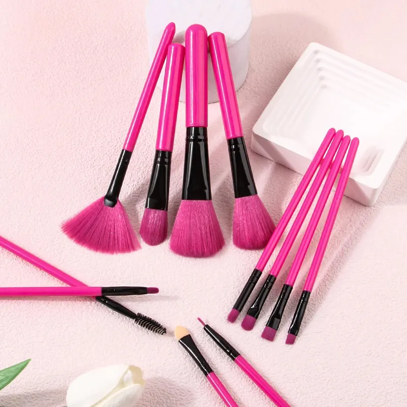 12Pcs Pink Makeup Brush Set Make Up Concealer Blush Powder Brushes Eye Shadow Highlighter Foundation Brush Cosmetic Beauty Tools — image 12