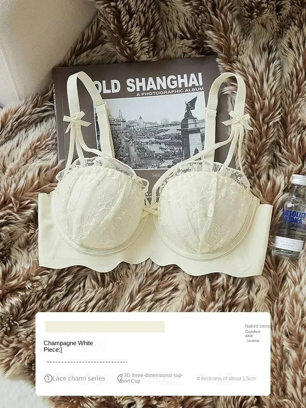 Push-up Women with Small Breasts Showing Large Flat Chest Special Thickened Breast Anti-sag Bra Cover Lace Underwear Set — image 10